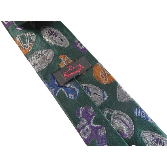 Football Tie Woven Green Sports Necktie Mens or Youth - Picture 3 of 3